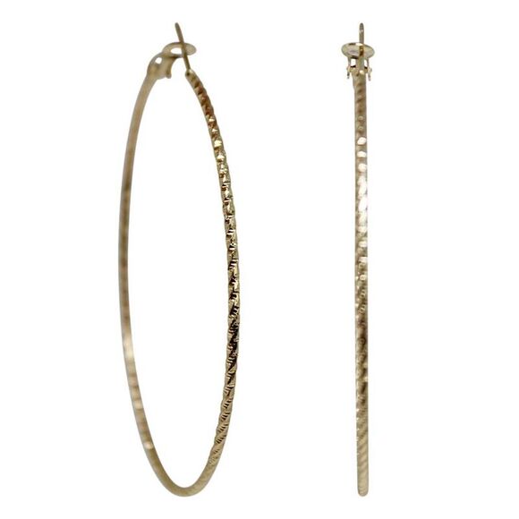 Oversized Textured Metal Hoop Earrings - Picture 4 of 9